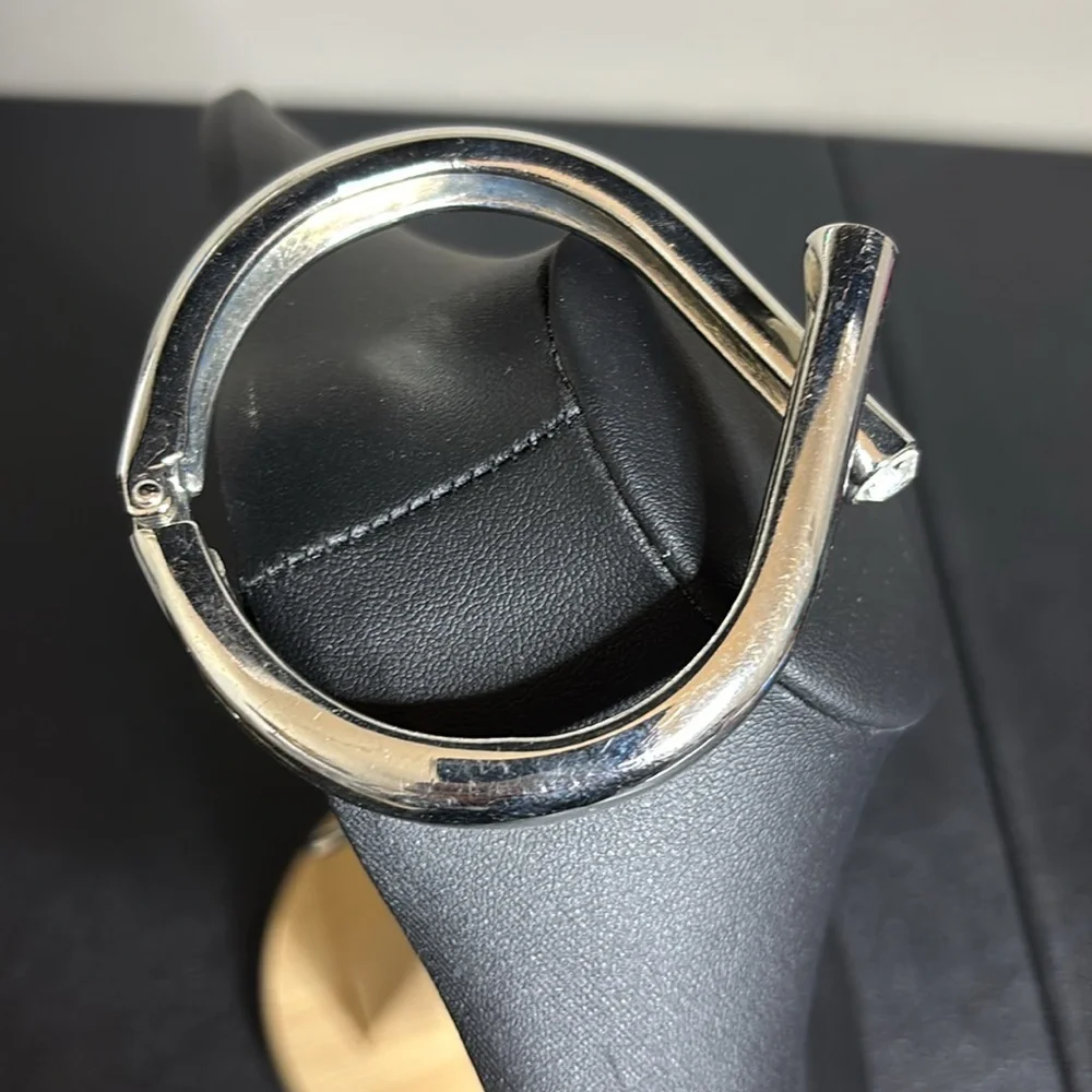Unique Milan Crystal Silver Tone Hinged Bracelet